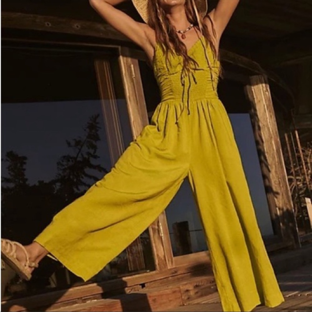 Free People Day Glow Wide Leg Jumpsuit